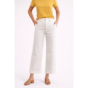 Mother The Greaser Loop Wide Leg Jean White Denim Glass Slipper Wash Size 29